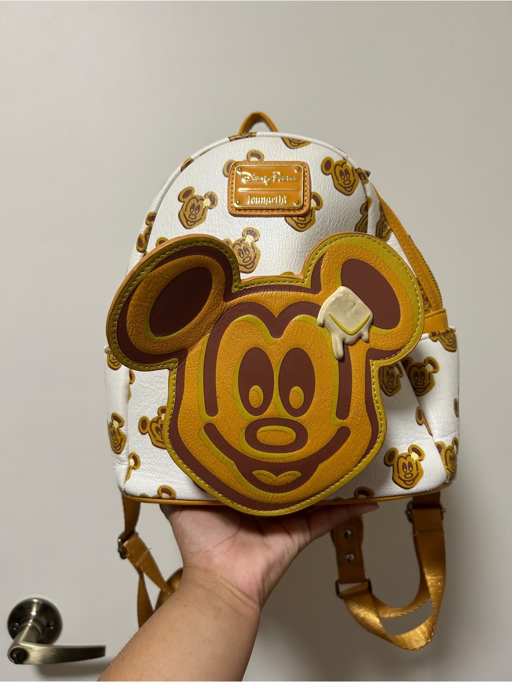 Loungefly White & Mustard Mickey Honey Drip Mini Backpack